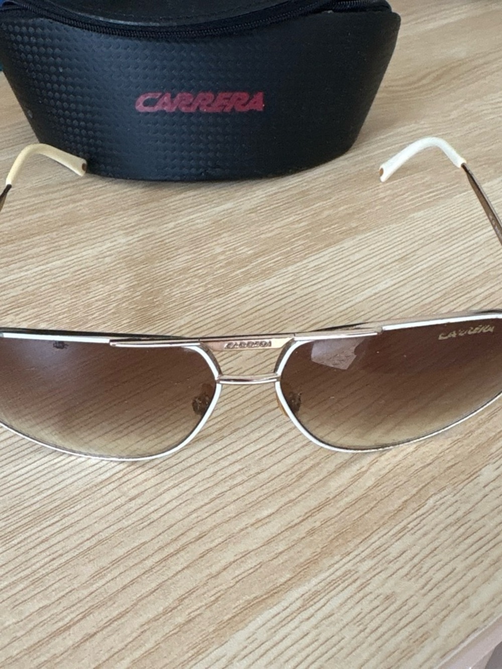Carrera Gold Frame Sunglasses with Brown Gradient Lenses